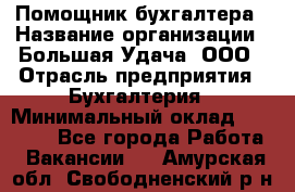 Помощник бухгалтера › Название организации ­ Большая Удача, ООО › Отрасль предприятия ­ Бухгалтерия › Минимальный оклад ­ 30 000 - Все города Работа » Вакансии   . Амурская обл.,Свободненский р-н